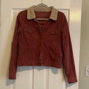 Western festival Beautiful vintage burgundy Sherpa-Lined corduroy Jacket